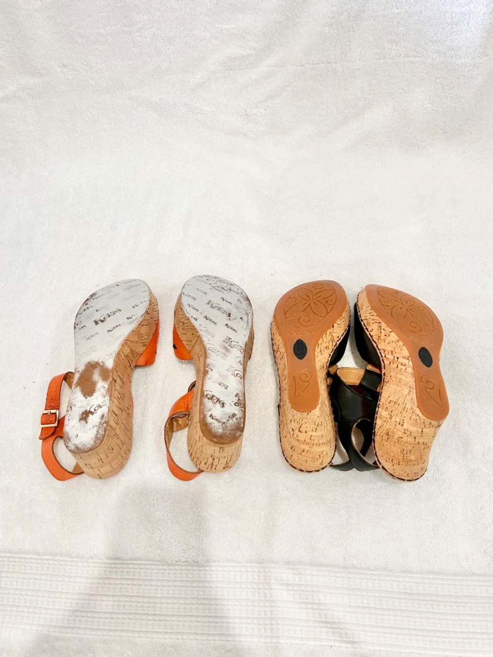 Born Black T-Strap Wedge and Korks Orange Sandals Lot of 2 Sandals - Picture 8 of 8